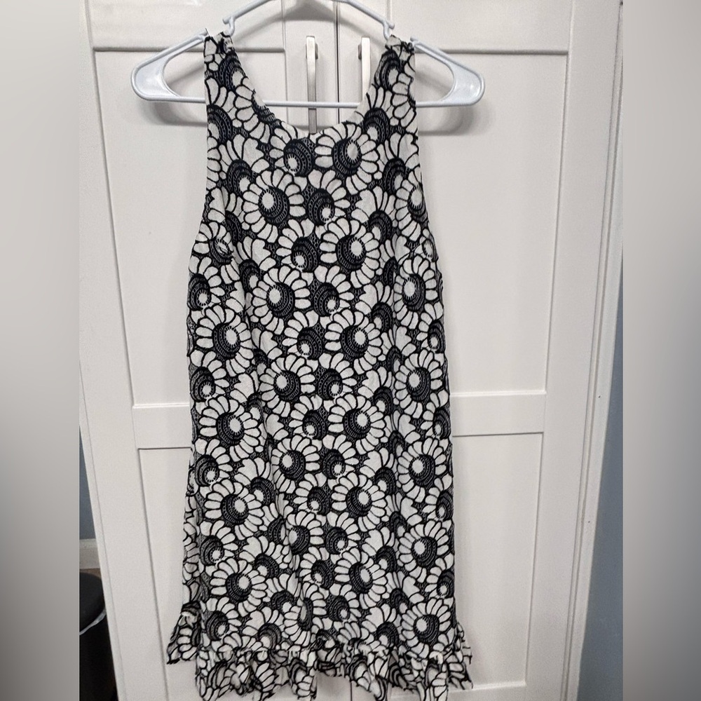 Free People Black and White Embroidered Floral Dress